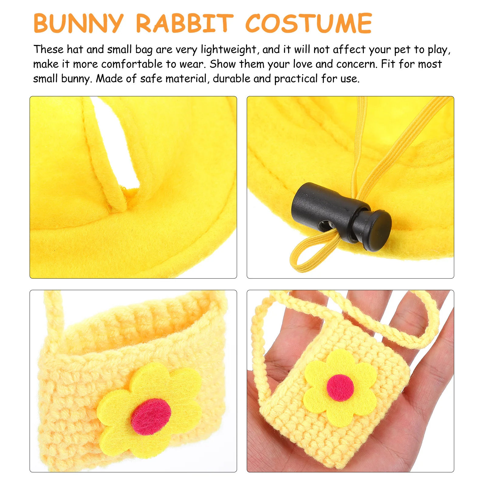 

1Set Pet Small Hat and Bag Rabbit Costume Party Decor Adorable Pouch for Bunny Rabbit Hat Bunny Small Bag Adorable Pet Pouch