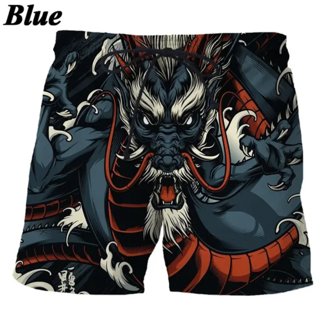 Men's Dragon 3D Print Shorts, Shorts de Personalidade, Moda Casual