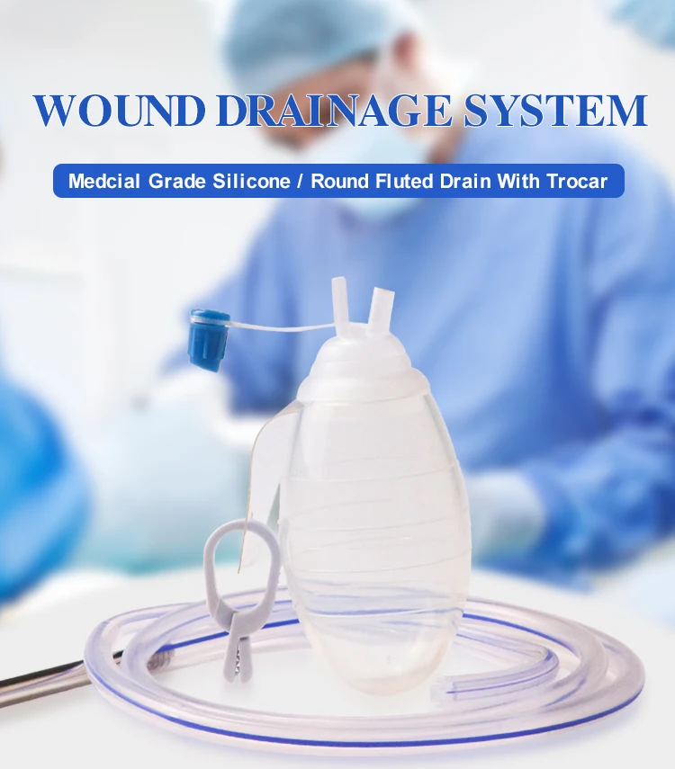 Califed Rundgerilltes Silikon-Wunddrainagesystem mit Trokar, steriles Einweg-Traumadrainageset für die Intensivstation – Detail 1