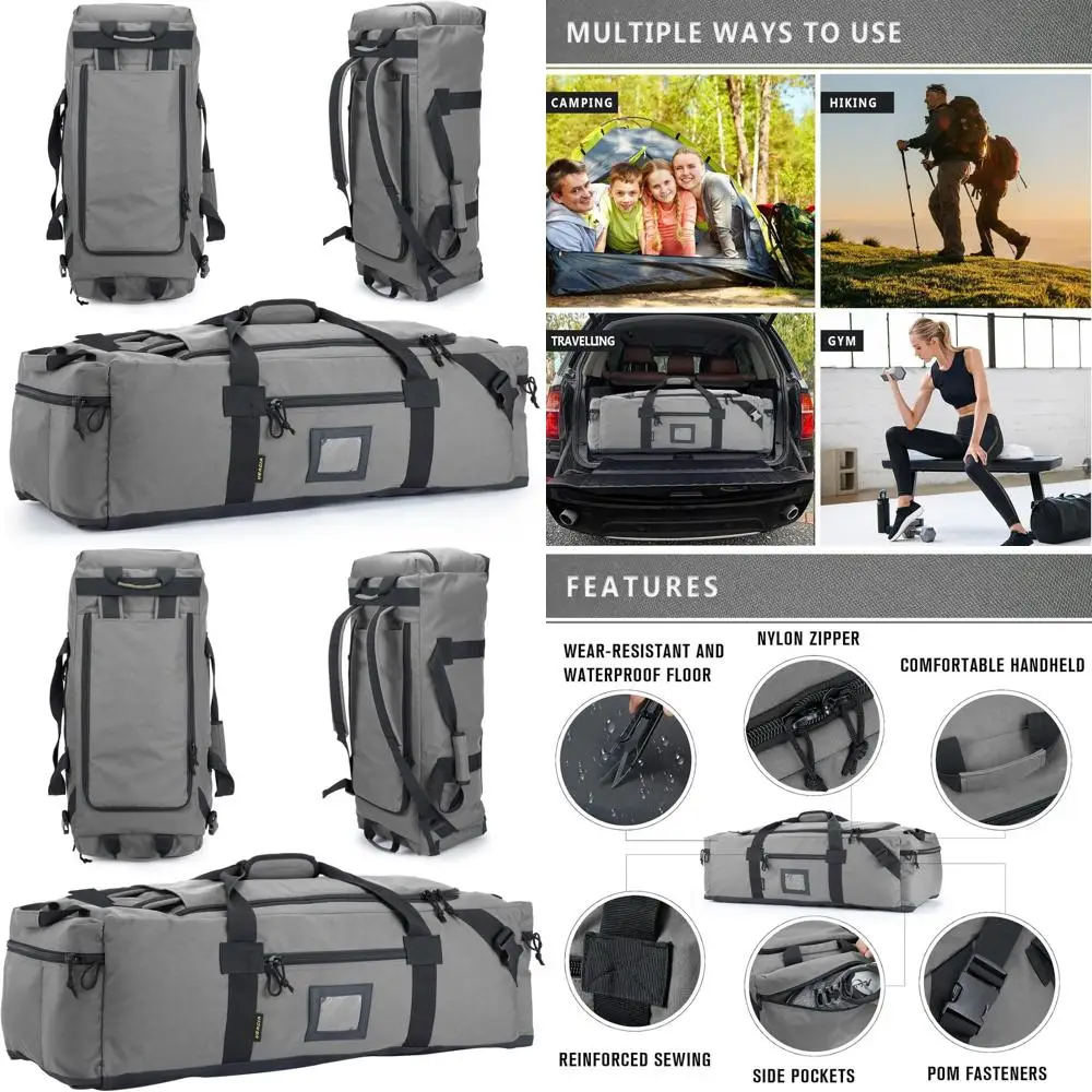 

Large Water-Resistant Polyester Dual Bag: Ideal for Travel, Gym, and Sports with Hidden Straps and Shoe Compartment
