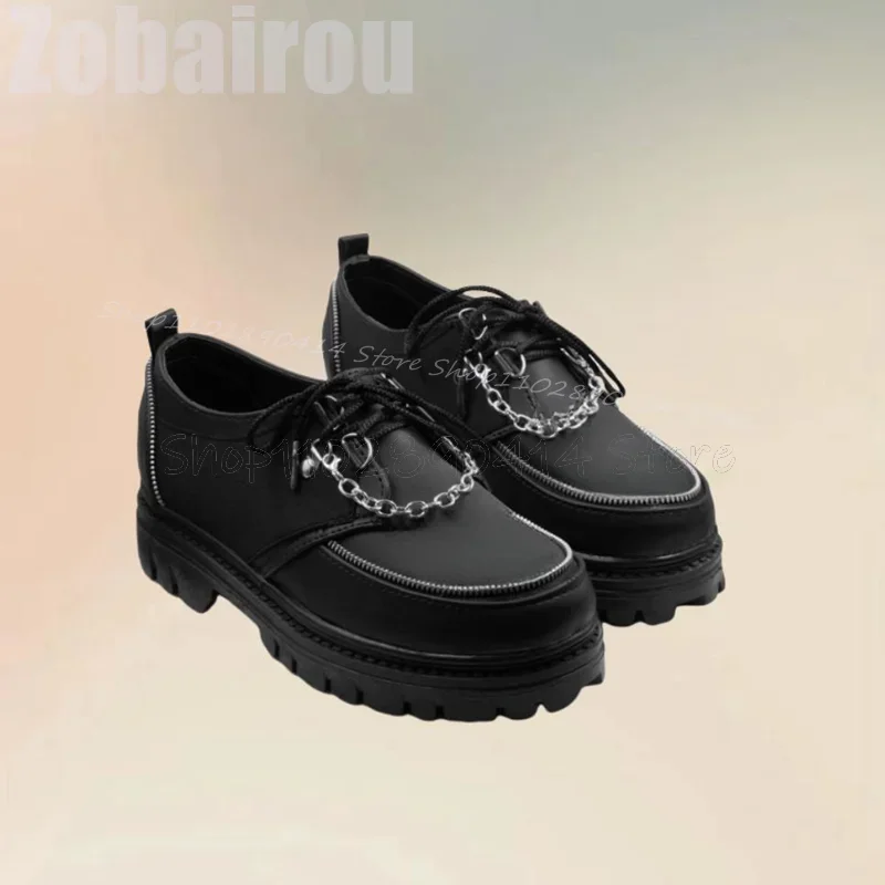 

Chain Decor Black Wave Pattern Bottom Loafers Fashion Cross Tied Men Shoes Luxury Handmade Party Feast Office Men Casual Shoes