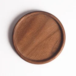 Round Walnut Wood Coaster Japanese Style Drink Coaster Table Mat Tea Coffee Cup Coaster Pad Wooden Coasters for Glasses Placemat