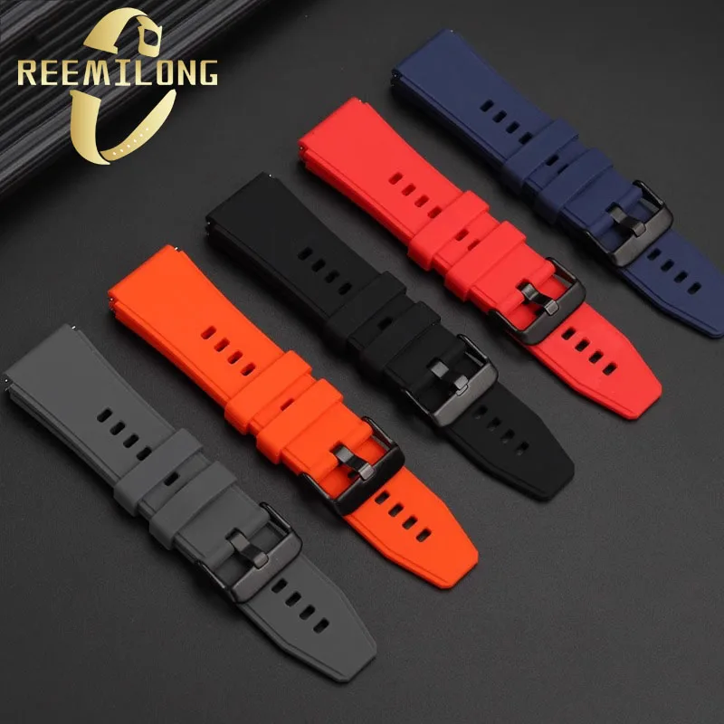 Soft silicone rubber watch strap for Zenith DEFY series 22mm Convex joint black blue red orange gray men's replacement watchband
