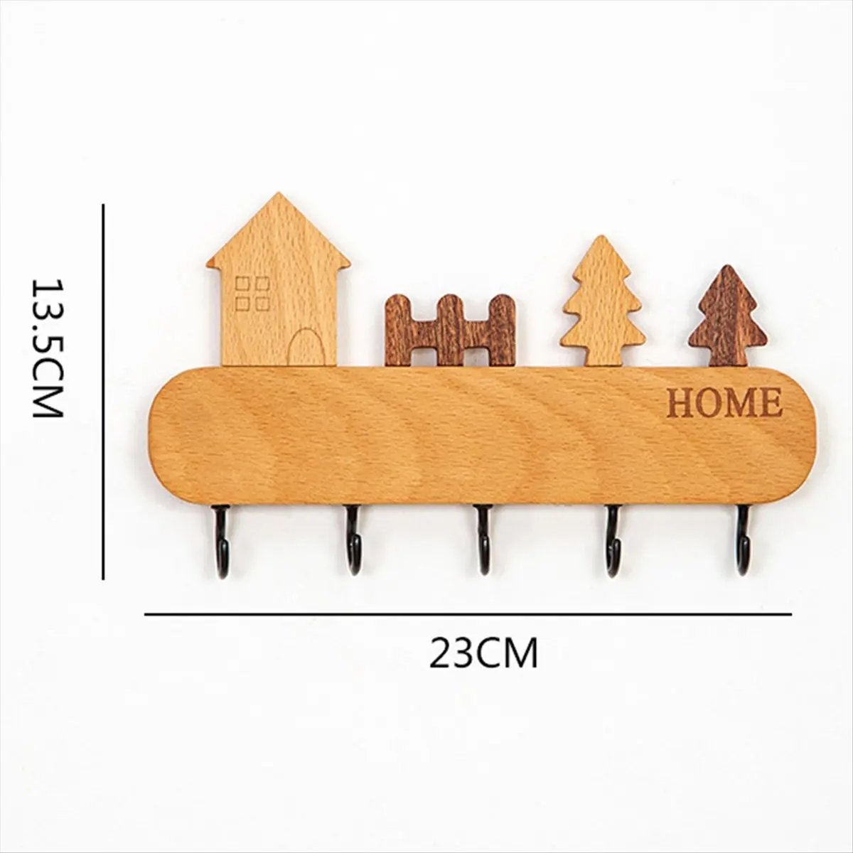 A67T NEW Solid Wood Key Hook Rack Non-Toxic Key Storage Holder Wall Mount Coat Rack Household Sundries