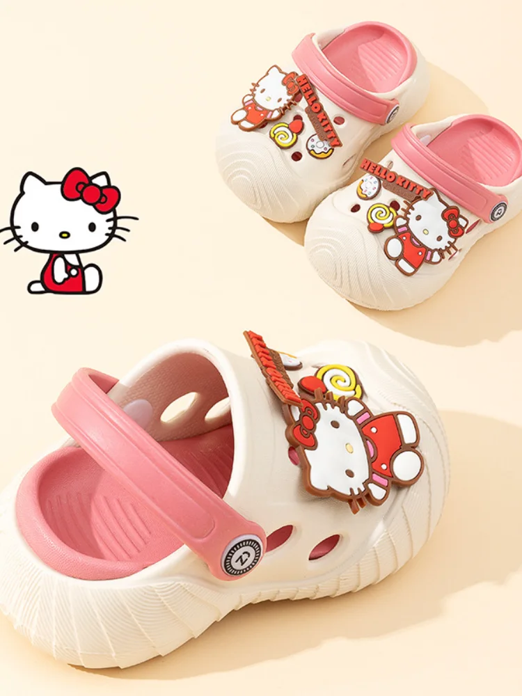 حار سانريو فتاة مرحبا كيتي Kawaii موضة شباشب لخارج المنزل طالب الصيف عدم الانزلاق مقاومة للاهتراء الطفل باوتو النعال جديد