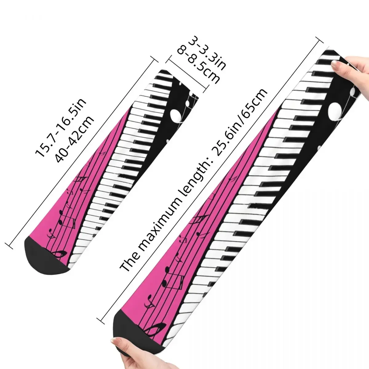 Calcetines divertidos para hombres, medias con estampado de teclas abstractas de Piano, Hip Hop, Harajuku, notas musicales, patrón sin costuras, regalo informal