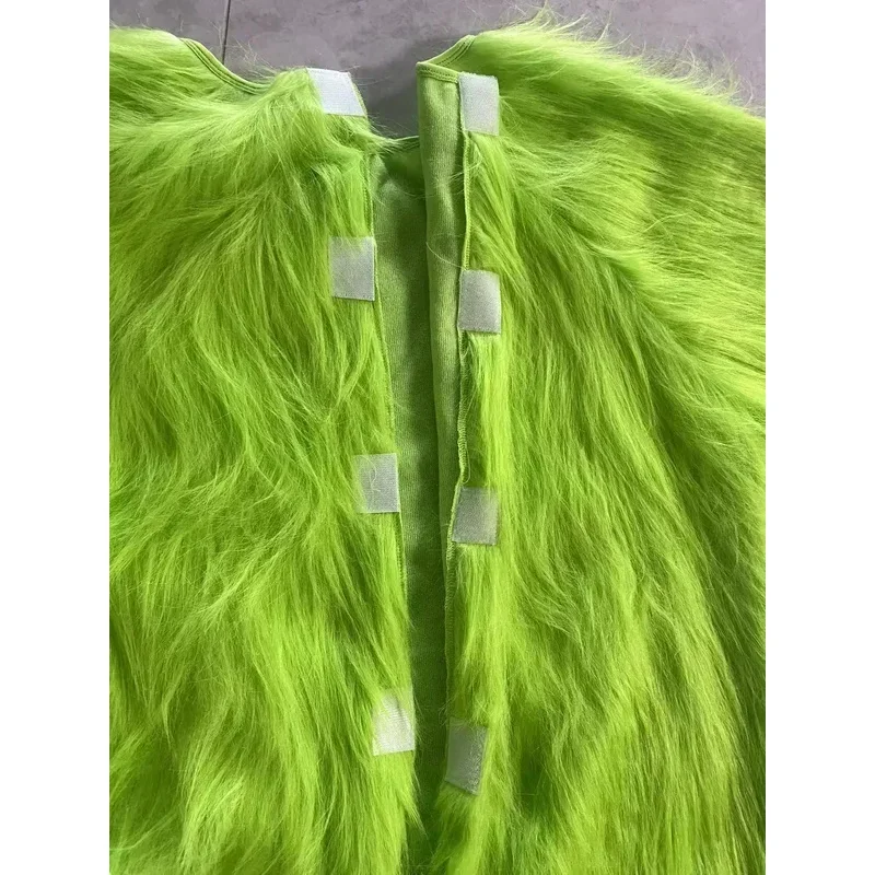 Christmas Green Fur Santa Claus Monster Cosplay Costume Unisex Xmas Halloween Carnival Party Men Roleplaying MN9