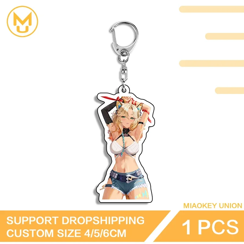 Alluring Big Breasts Xilonen Genshin Impact Anime Character Funny Exquisite Double Sided Keyring Charming Anime Peripherals