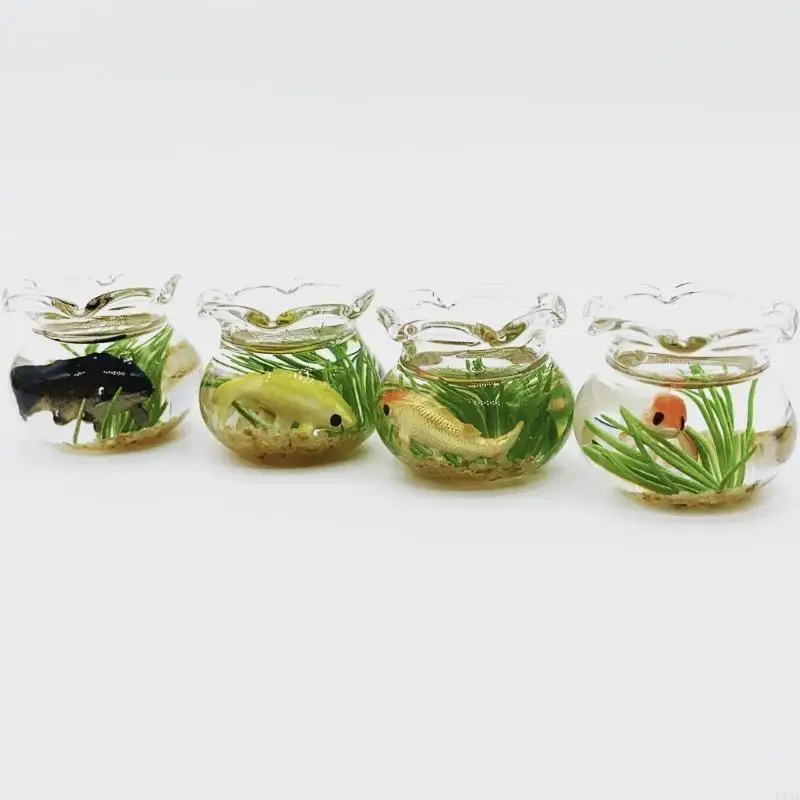 L43A Unique Square/Round Fish Fish Tanks Model for Miniature Scene Ornament