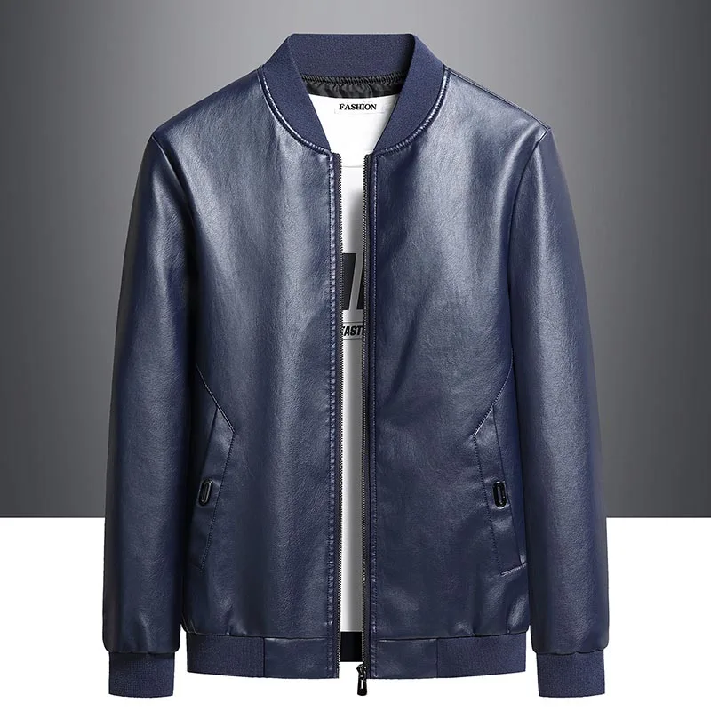 Autumn New Men Black Faux Leather Jacket for Male 8 XL Motorcycle Coat Pu Bomber Baseball Clothes