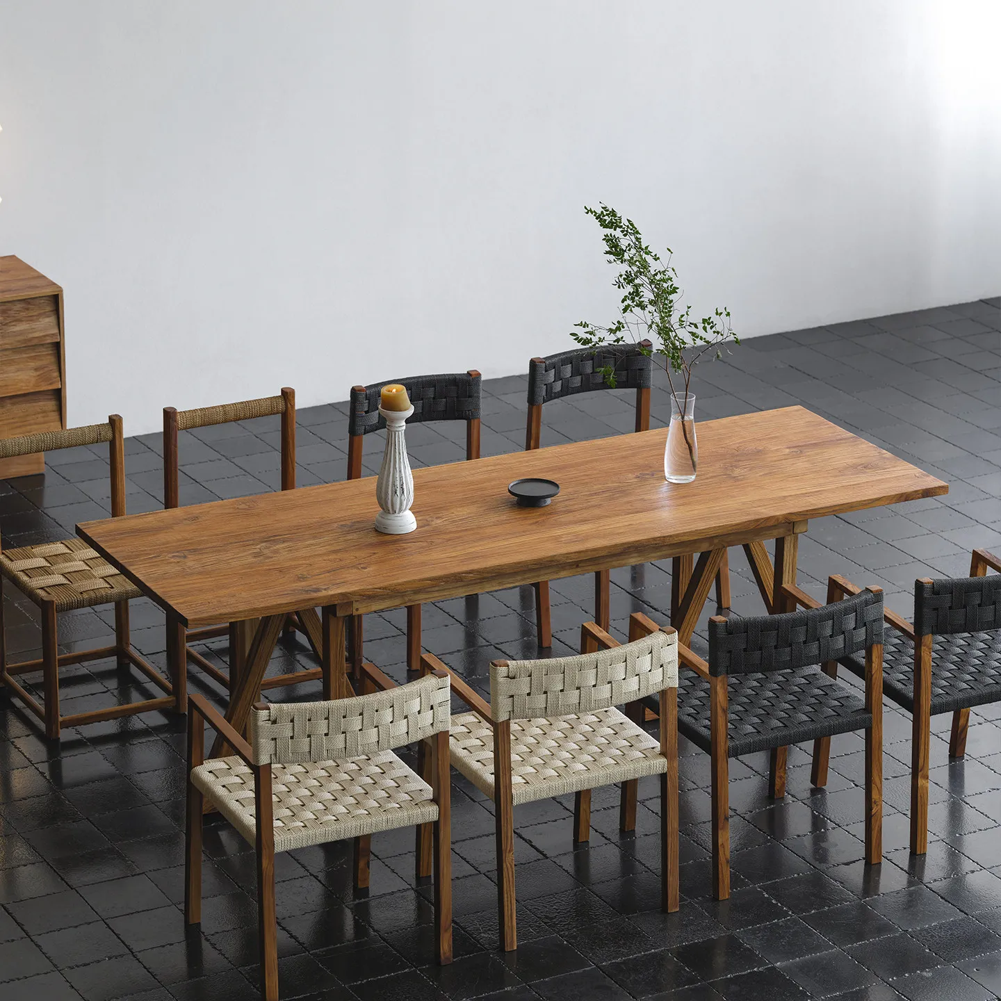 Wabi wind armrest dining chair, designer homestay hotel handmade solid wood study chair