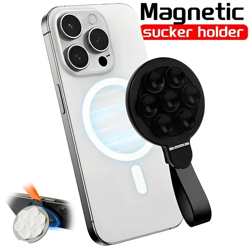 Magsafe Magnetic Suction Cup Phone Mount on Mirror Shower Silicone Sucker Phone Case Grip Desk Stand Holder for IPhone 16 15 14