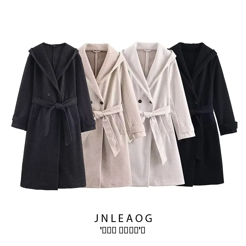 

JNLEAOG Faionable ed Coat New Autumn Sle Women's Clothing Versatile Long Sve Polyester Fiber Outerwear