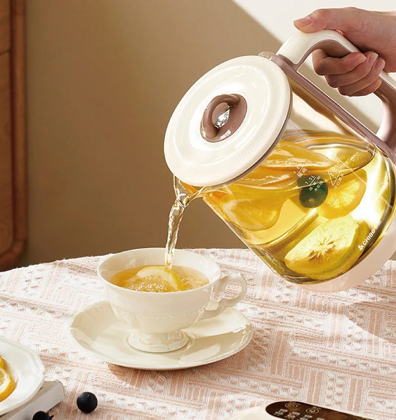 Health Kettle Temperature Control Glass Flower teapot Home Electric Kettle 24h Appointment Stew Boil Kettle Multi-function 1.8L