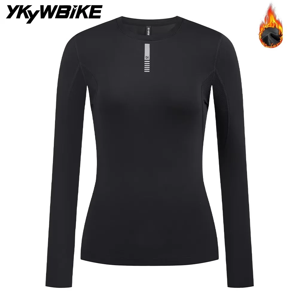 

YKYWBIKE Women's Cycling Base Layers Winter& Autumn Bicycle Undershirt Long Sleeve Thermal Fleece Road Bike Cycling Base Layer