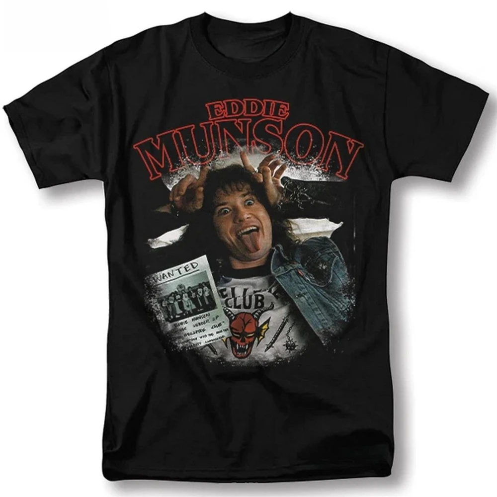 Camiseta Gráfica Vintage de los 90s de la Banda de Rock Hellfire Club de Eddie Munson, Unisex, Corte Regular, Manga Corta, con Arte Icónico del Álbum