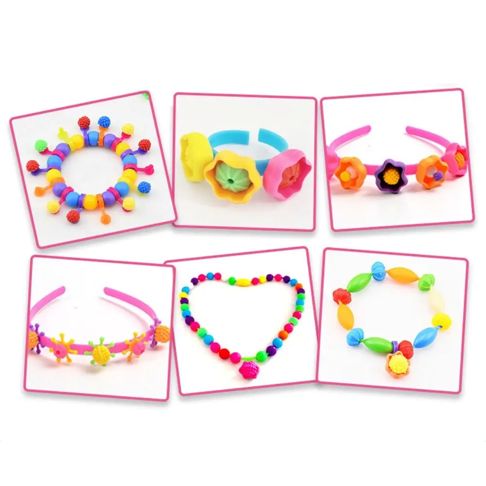 200 pezzi Kit gioielli fai da te Perline pop Perline a scatto Particelle grandi Bracciale principessa Kit per realizzare perline colorate senza fili Perline pop fai da te