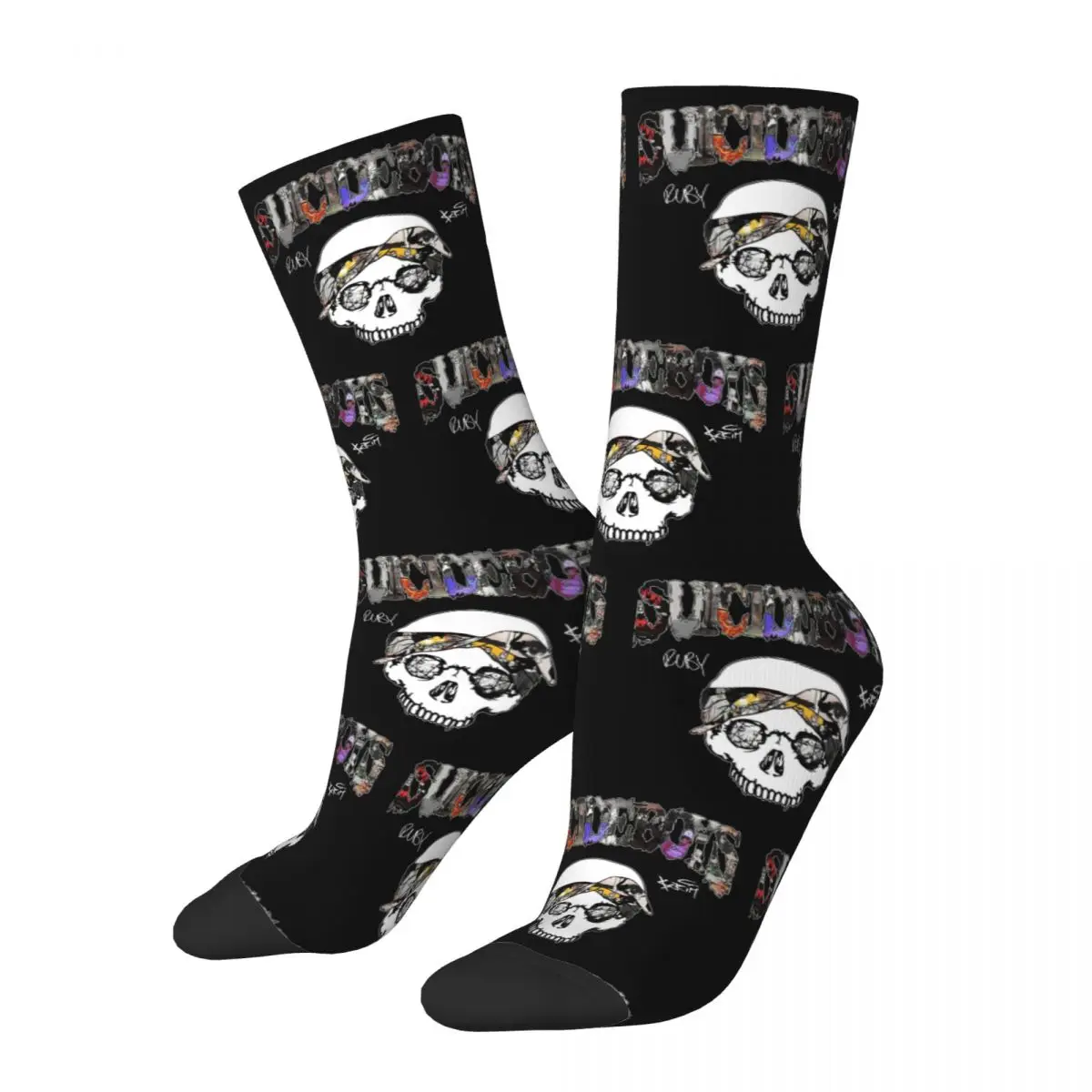 

Funny 90s Want To Die Suicideboy Soccer Socks Polyester Crew Socks for Unisex Sweat Absorbing