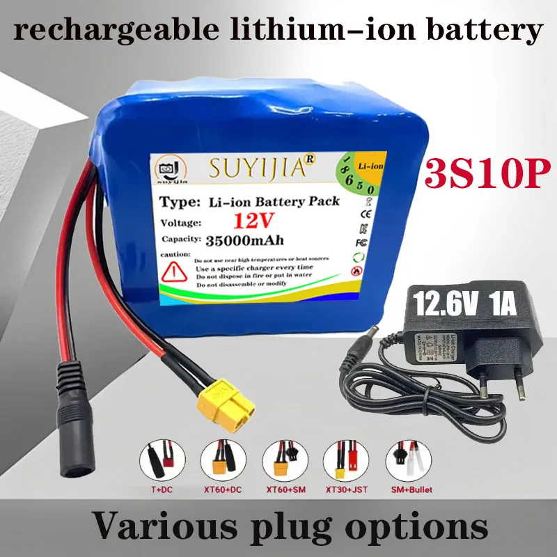 

New Li-ion battery18650 3S10P 35000mAh 12v with BMS for boats emergency power supplies video surveillance cameras speakers
