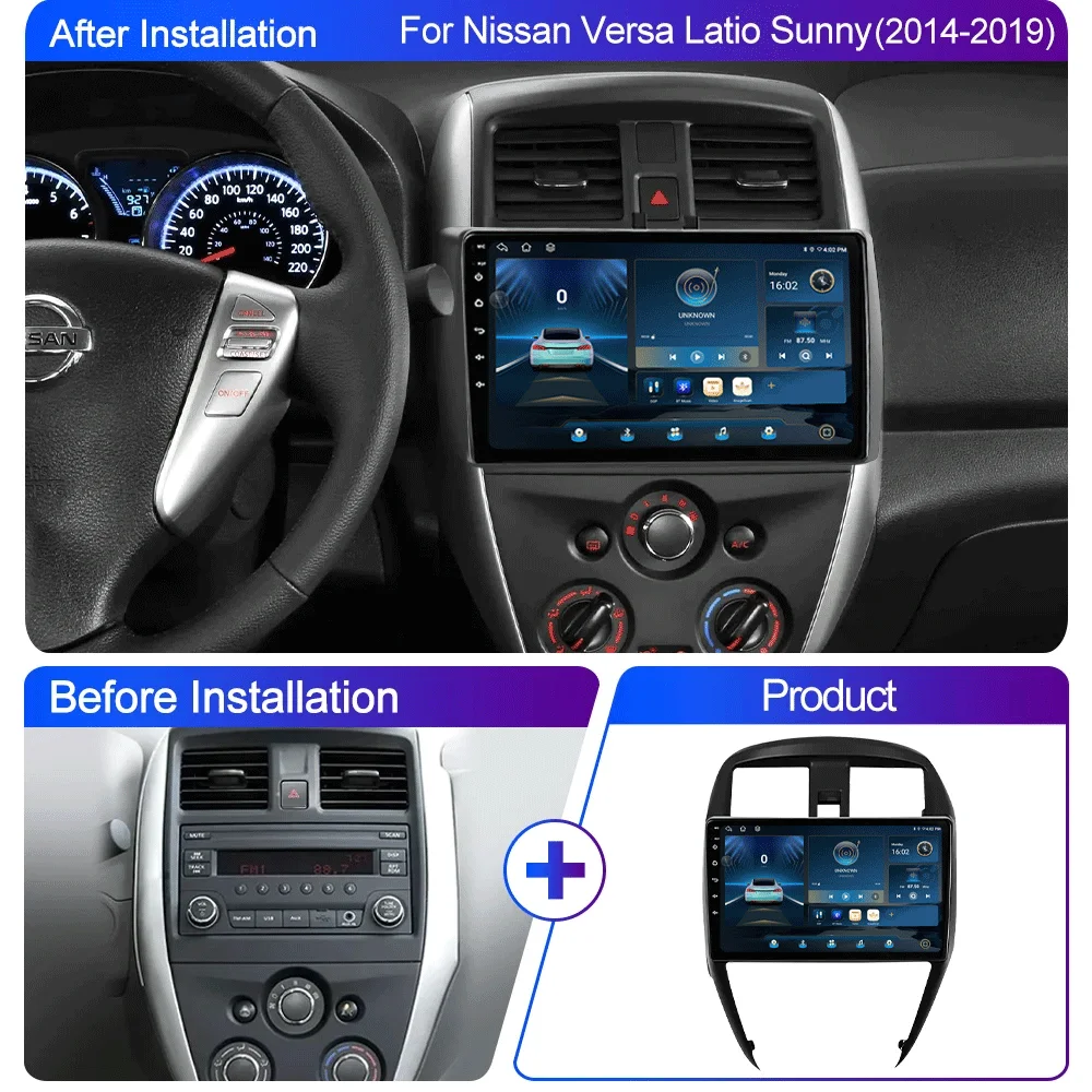 LJZN Android 16 Auto Car Radio Multimedia Stereo For Nissan Versa Latio Sunny 2014-2019 CarPlay GPS autoradio 8Core 2din 5G+WIFI