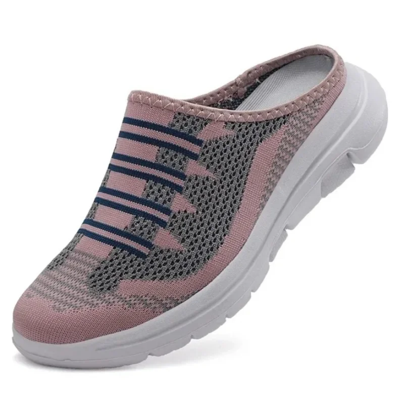 

Lightweight Round Toe Slippers for Women Flats Soft House Slippers Female Slides Four Season Casual Mesh Lazy Shoes