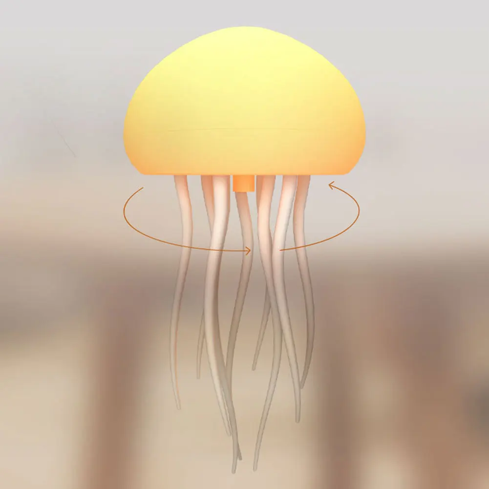 LED Night Lamp Cartoon Jellyfish Night Light RGB Gradient Cute Jellyfish Bedside Deformable Lamp Voice Control Type-C Charging