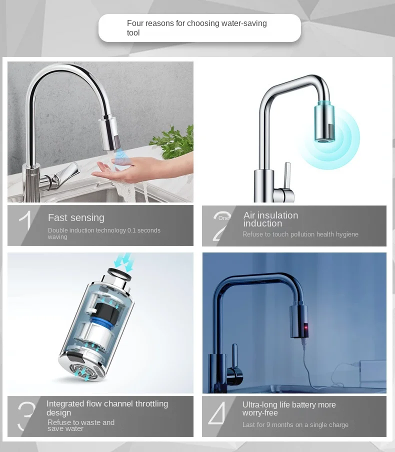 Water-Saving Motion Sensor Faucet For Kitchen Sink Intelligent Touchless Faucet Adapter For Bathroom Non-Contact Faucets Nozzle