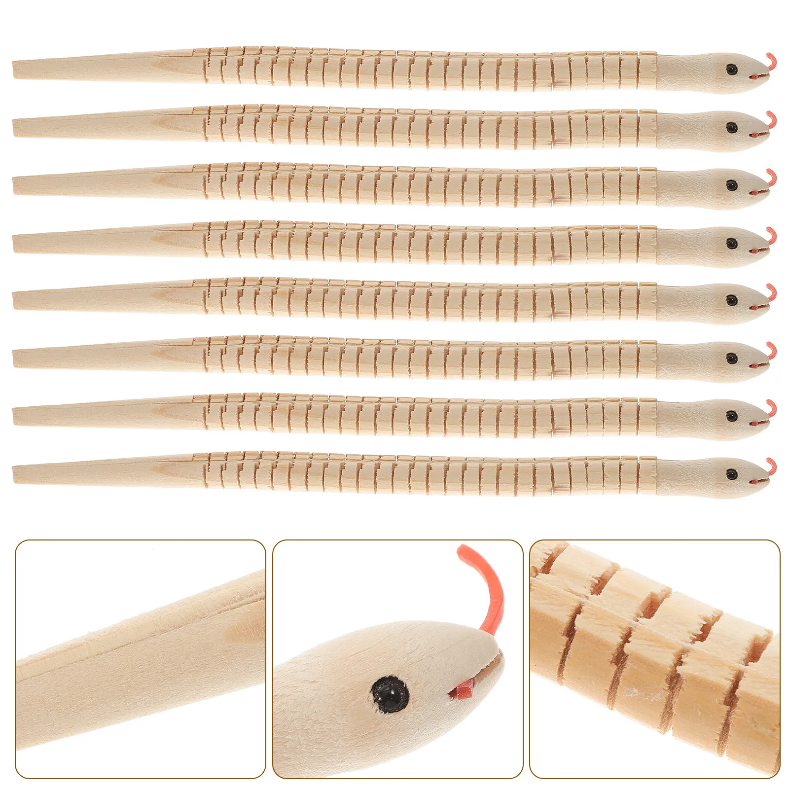 

8Pcs Halloween Flexible Jointed Wooden Snakes Lifelike Wood Snake Props for Kids Scary Decoration Horror Theme Party Haunted