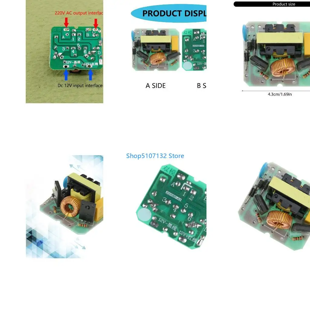 87HD Stable 40W DC12V to AC220V Inverter Power Step Up Module Provides Safe 12V to 220V Power Supply High-Frequency Current