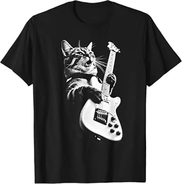 

Rock Cat Playing Guitar - Funny Guitar Cat T-Shirt