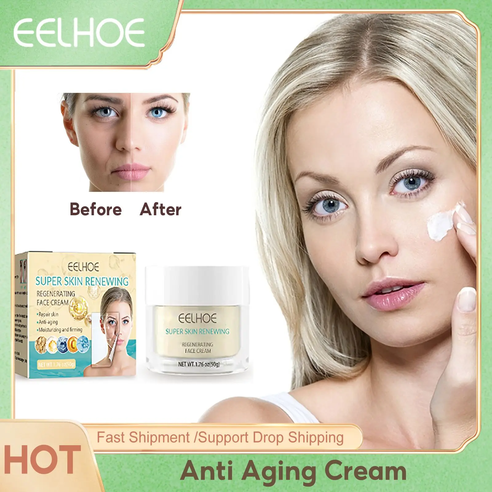 

Anti Aging Face Cream Hyaluronic Acid Moisturizing Brightening Remove Wrinkle Fade Fine Lines Tightening Firming Skin Care 50g