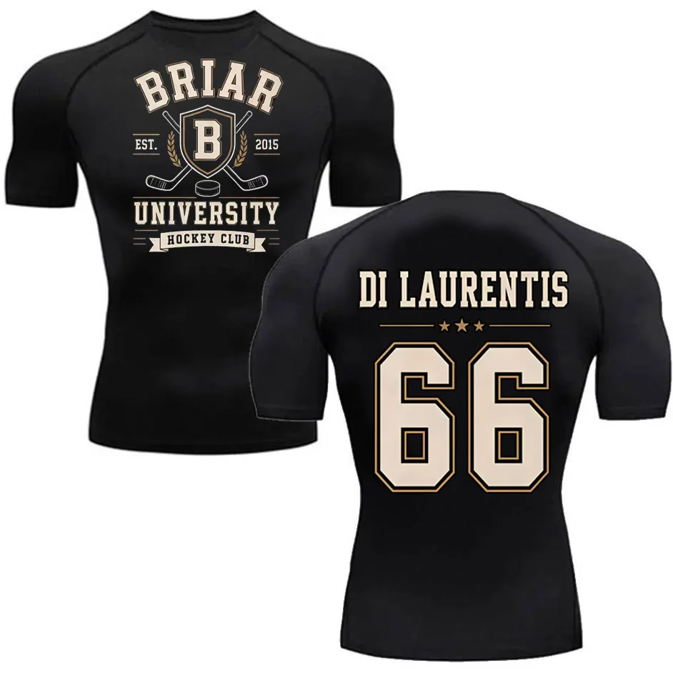Men's Summer Fitness Gym Sports Running T-Shirt Hot Selling Off Campus Briar University Graham 44 Print Compression Short Sleeve