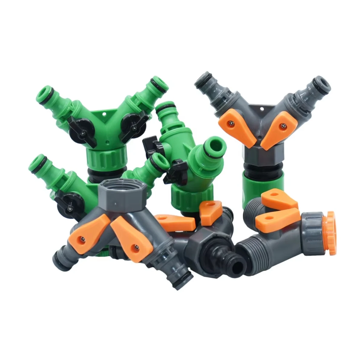 Garden Water Pipe Connectors Pipe Adapter Y Shape Hose Splitter Valve Three Way Plastic Valve with Switch for Flower Planting