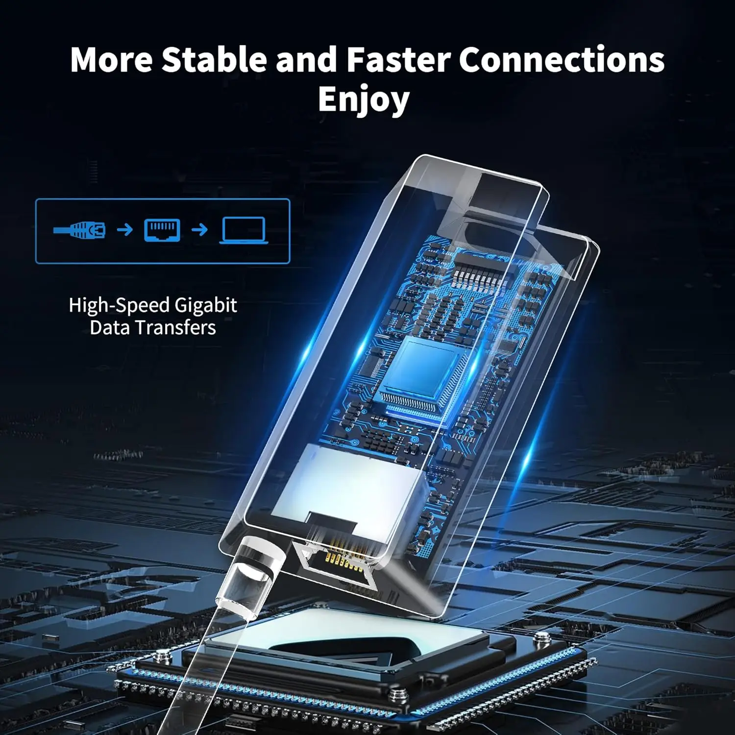 Adattatore Ethernet Gigabit Per Starlink Rectangular Dish V2, RJ45 Per Connessione Cablata Stabile Fino A 1 Gbps, Nero