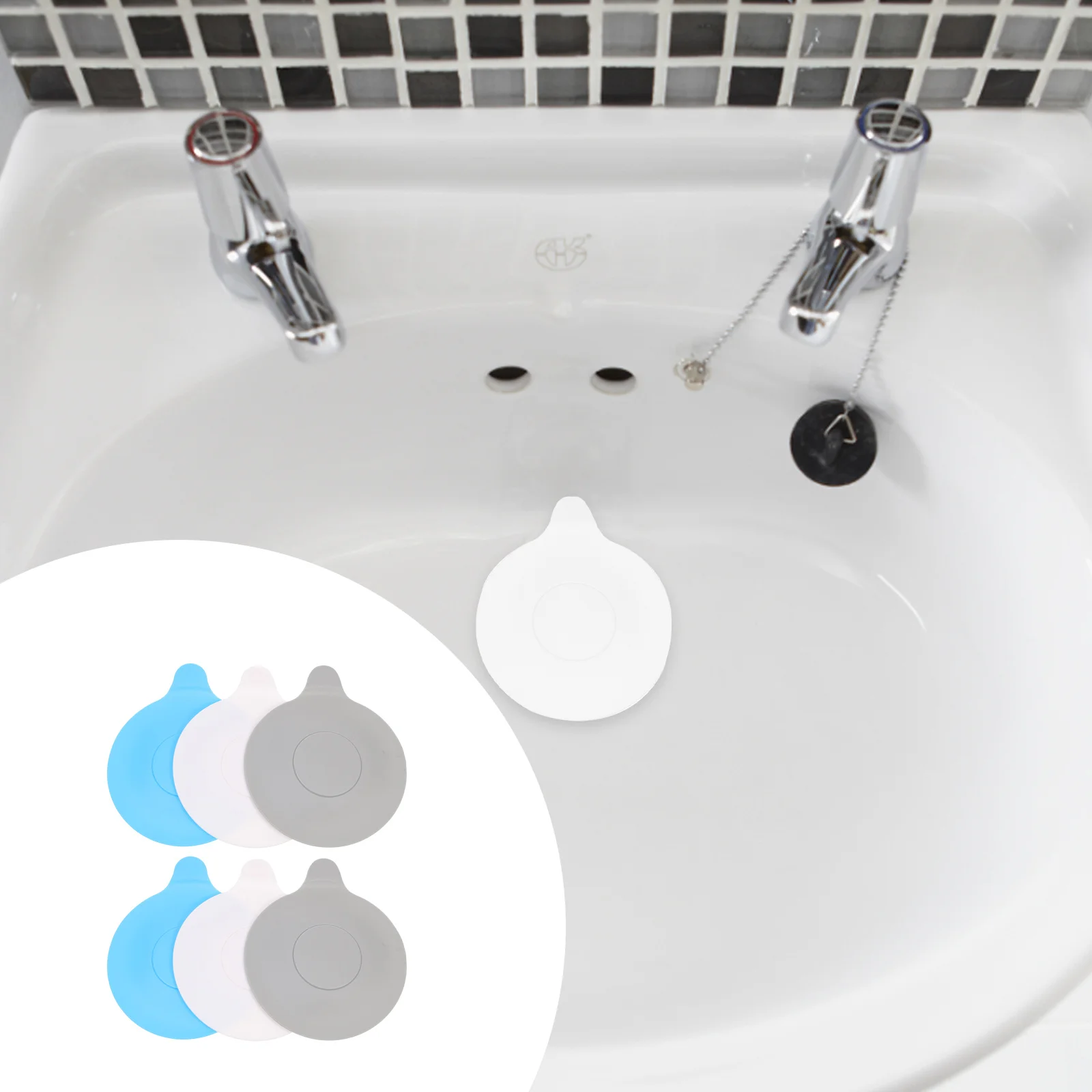 

6Pcs Sink Plug Stopper Silicone Drain Plug for Kitchen Bathroom Tub Drain Cover Hair Stopper Anti-Leak Sink Plugs