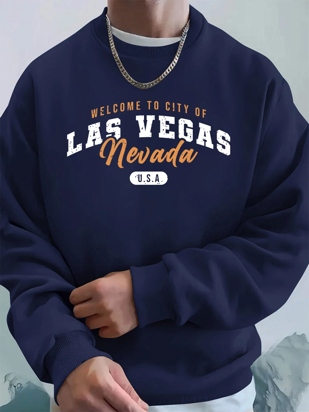 Bienvenido a Las Vegas Nevada estampado hombres sudaderas invierno polar cálido sudaderas con capucha coreano suelto jersey de cuello redondo Hip Hop ropa masculina