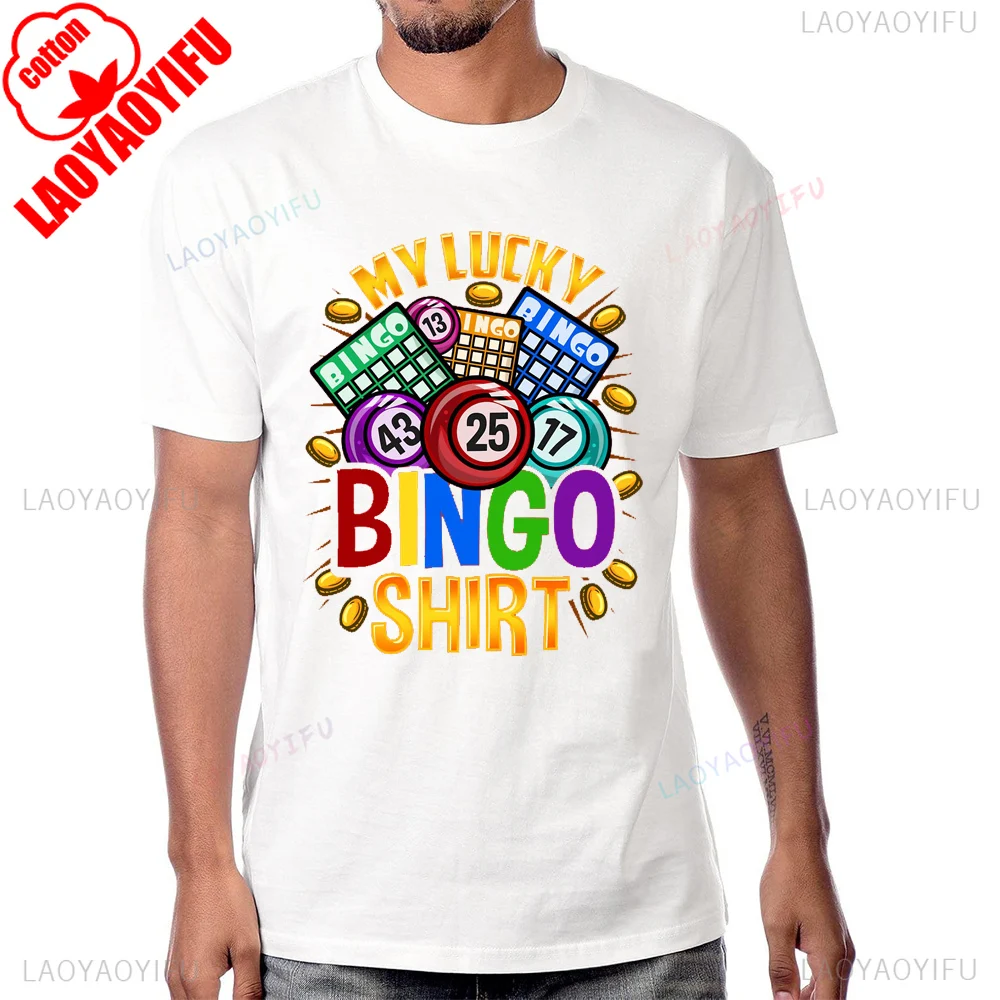 Funny Gambler Roulette Slot Poker My Lucky Bingo T-Shirt Casual Fashion Loose Streetwear Man Tshirt Cotton Short Sleeve T Shirt