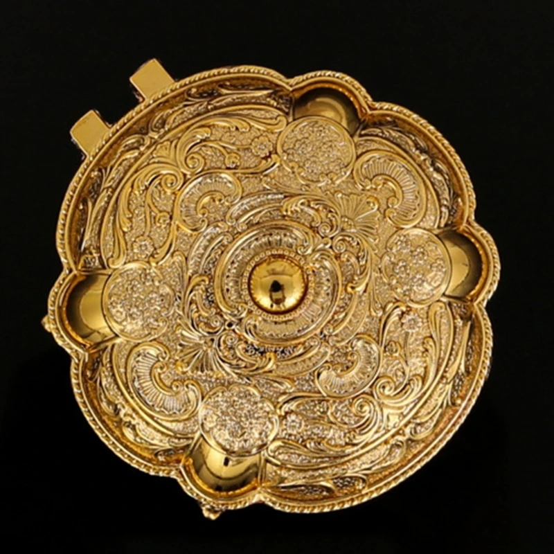 

Metal Jewelry Case with Flower Carving Multifunctional Jewelry Box Metal Texture