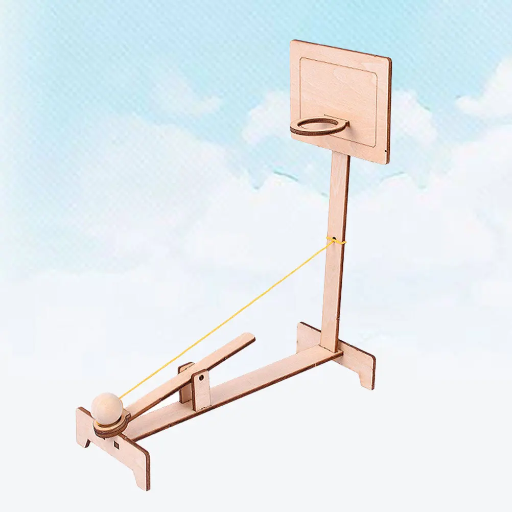 2 pezzi di pallacanestro in legno macchina da tiro stelo fai da te gioco educativo per bambini scienza apprendimento legno scientifico