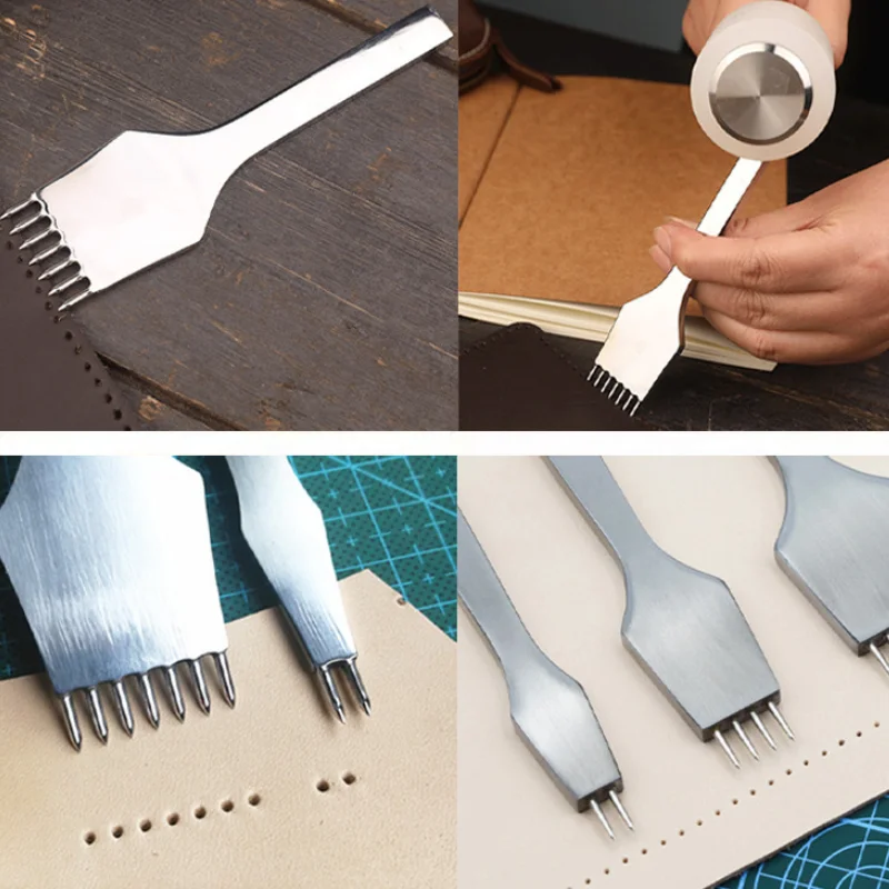 Leather Craft Round Hole Pricking Iron Stitching Tools Leather Chisel Stitching Punch 3/5mm Spacing Dropship