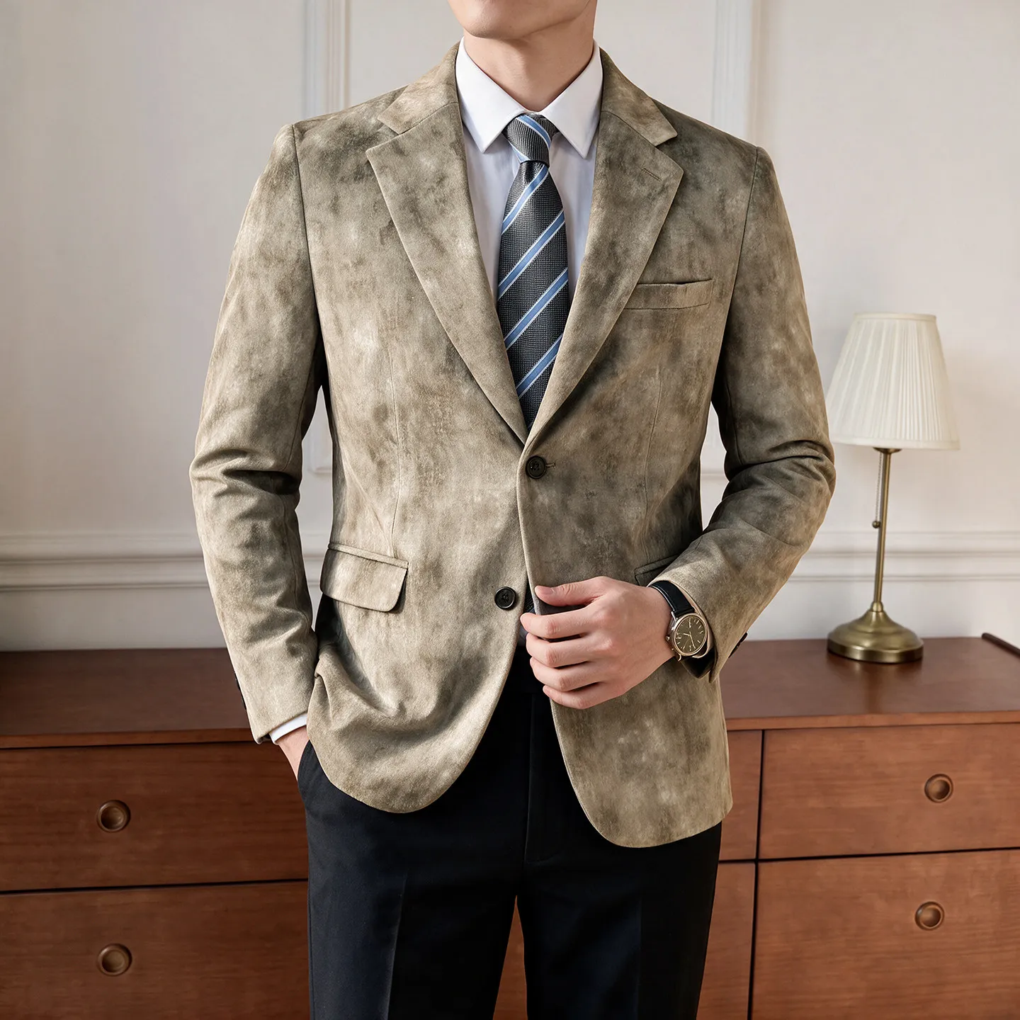 High-Quality Fashionable Men's Business Suit Jacket Artistic Host Personality Casual Western Wear for Parties And Events