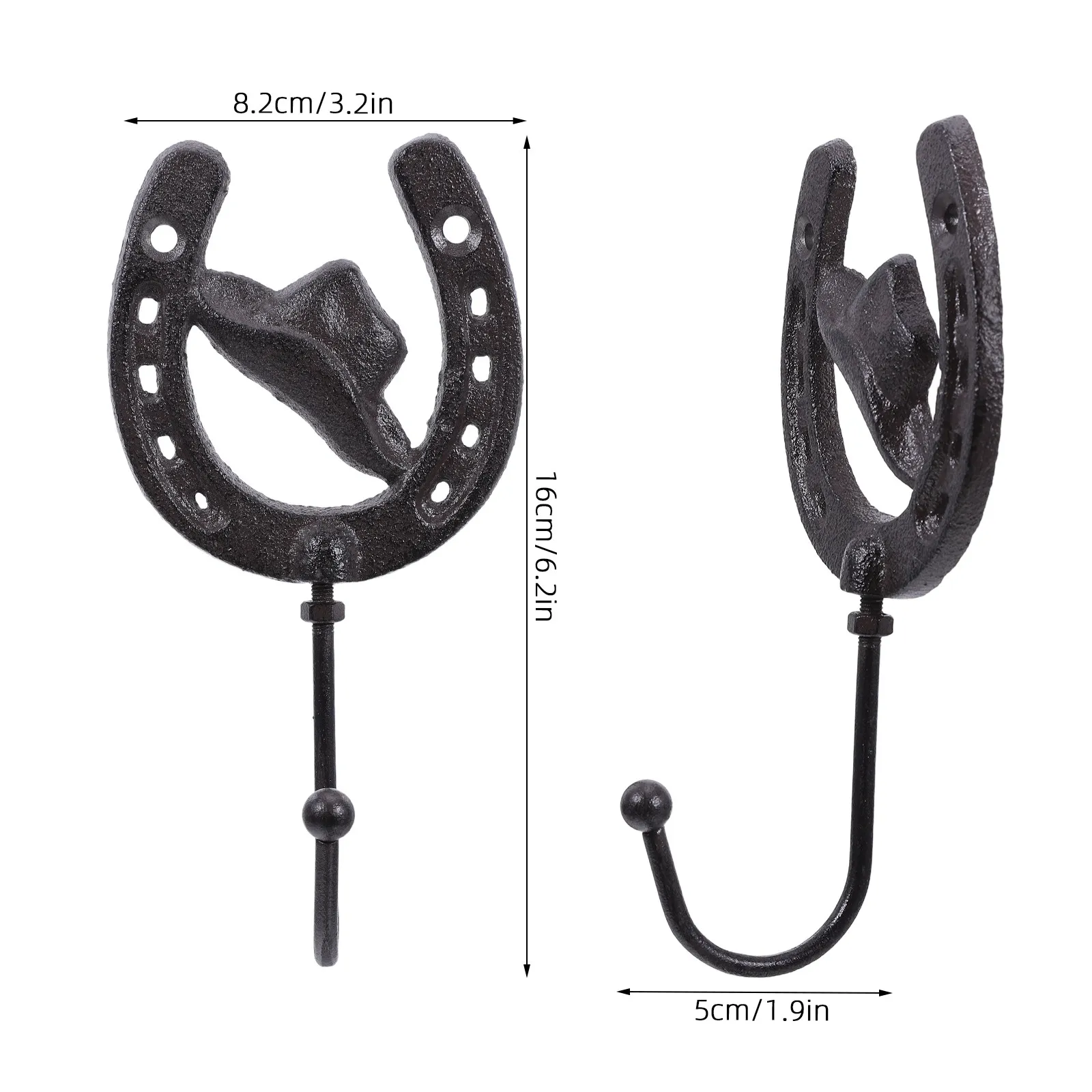 Cast Iron Horseshoe Wall Hook Heavy Duty Rustic Farmhouse Hanger for Coat Hat Key Towel Bag Decor