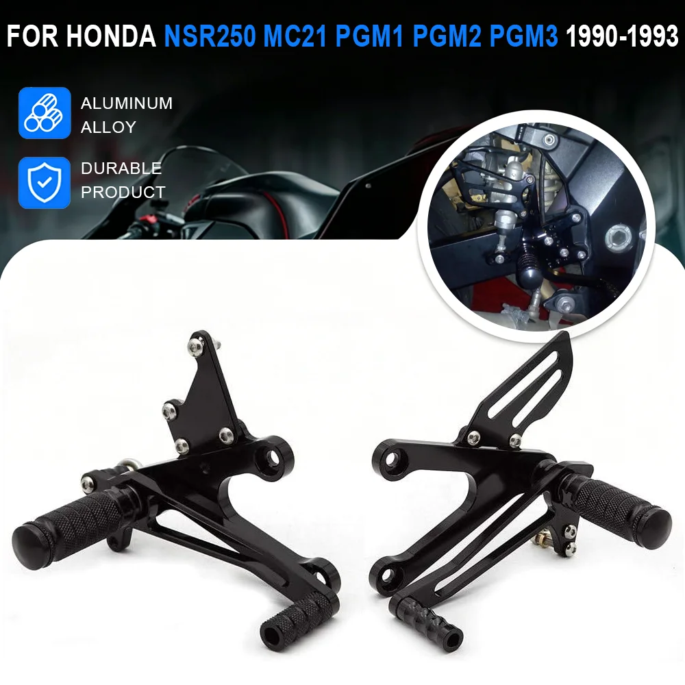 

Motorcycle Rearset Foot Pegs Rear Set Footrests Adjustable For Honda NSR250 MC21 PGM1 PGM2 PGM3 1990-1993, MC28 PGM4 1994-1997