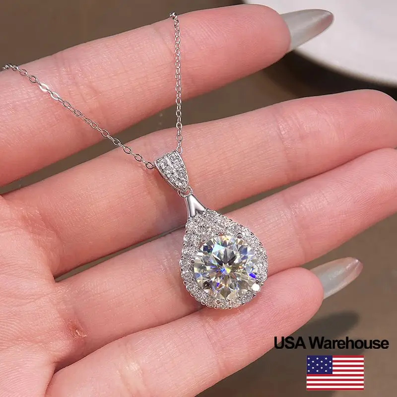 

S925 Sterling Silver Luxury 5CT Moissanite Diamond Pigeon Egg Water Droplet Necklace for Women Luxury High Quality Fine Jewelry
