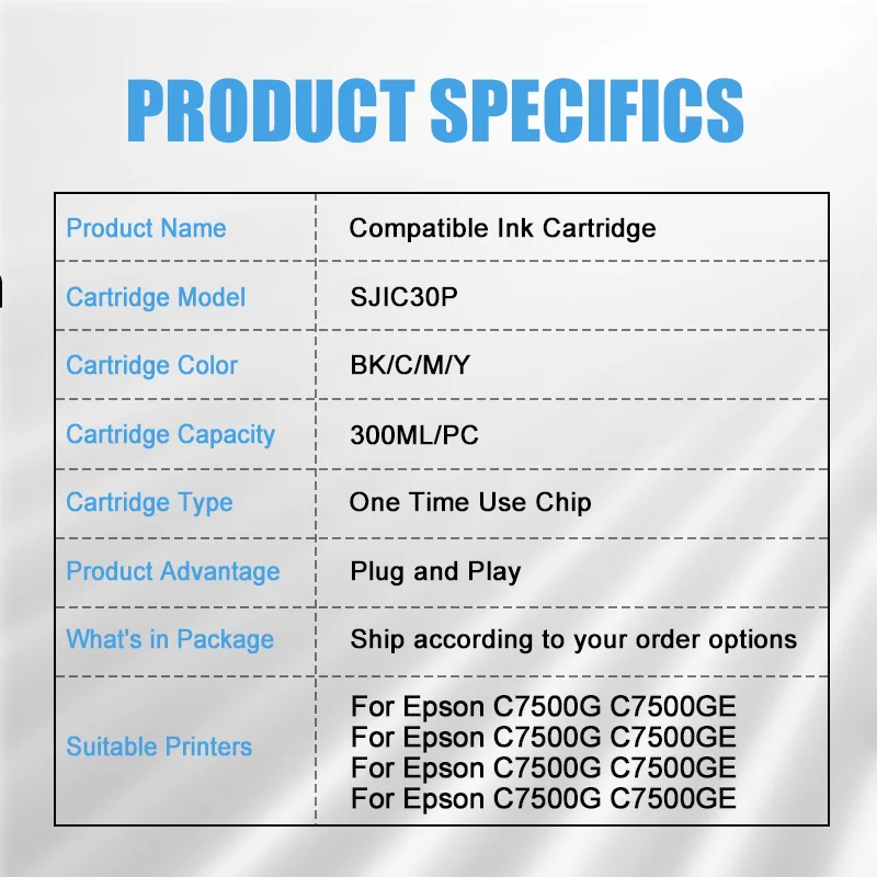 SJIC26P SJIC30P互換インクカートリッジ（ヨーロッパ向けインクチップ付き）エプソンColorWorks C7500、エプソンC7500G C7500GEラベルプリンター対応