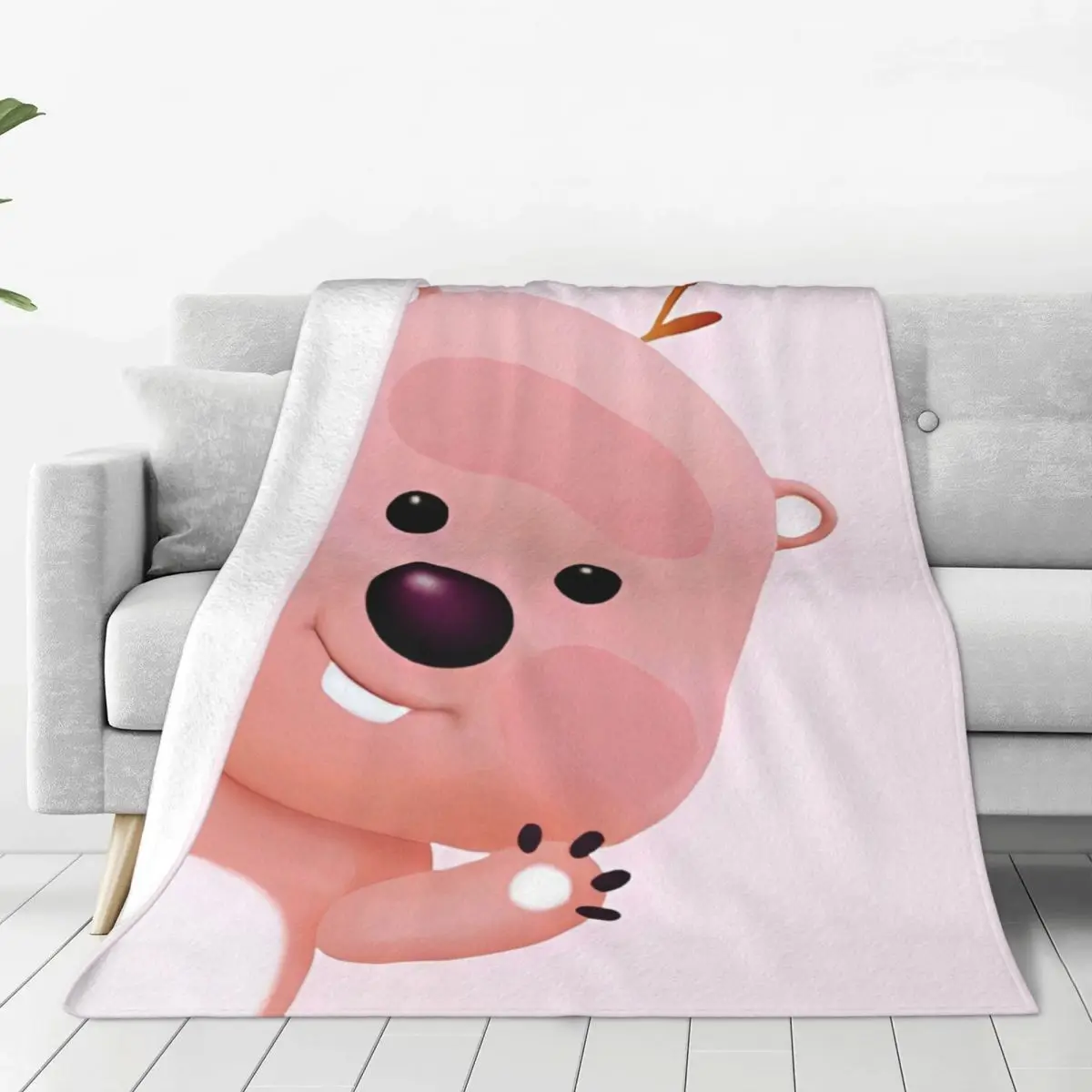 Zanmang Loopy Say Hello Cartoon Blanket Cute Kawaii Fuzzy Throw Blankets Bed Sofa Printed Ultra-Soft Warm Bedspreads