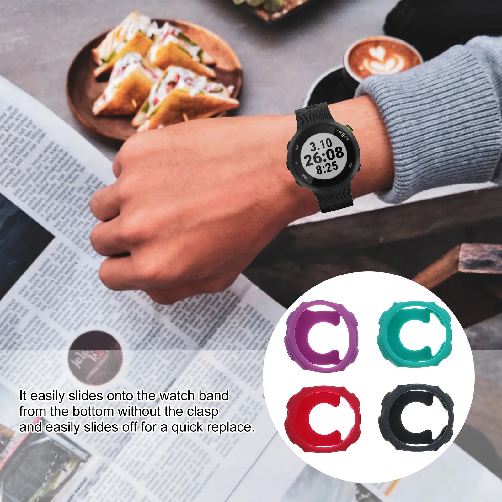 

4Pcs Silicone Protective Case Band Cover Slim Lightweight Protector Shell for Forerunner 235 735Xt Watch Scratch