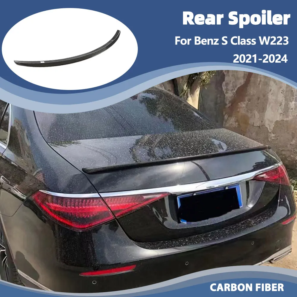 

Спойлер заднего багажника автомобиля из углеродного волокна, крыло для Mercedes-Benz W223 S500 S580 Sedan 2021-2024, спойлер заднего багажника автомобиля, губное крыло