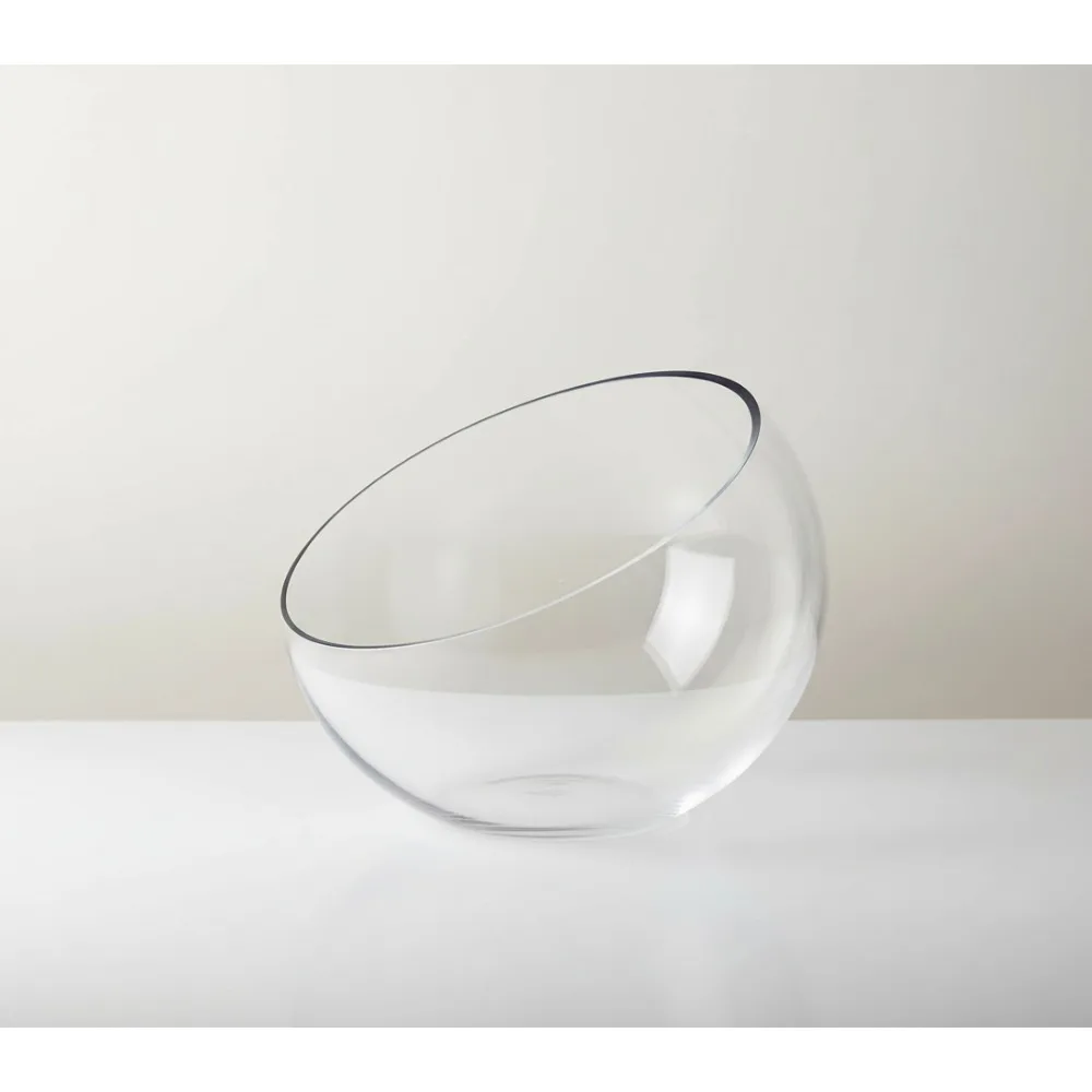 

Slant Cut Glass Bubble Bowl Terrarium | 9" Height 11" Width | Wedding Centerpiece Flower Vase Home Decor