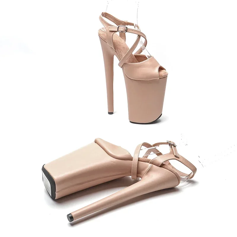 Leecabe 23CM / 9inches Matte  PU  Upper Small open toe platform   fashion  High Heels Sandals Pole Dance shoes